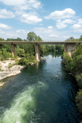 Fototapeta na wymiar The river ter next to the greenway of Carrilet, Girona