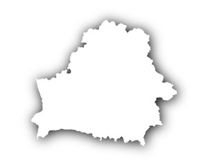 Obraz premium Karte von Weißrussland mit Schatten