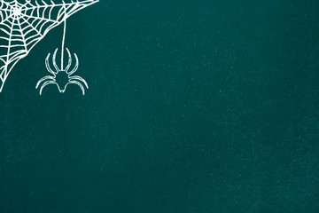 Spider sketch on chalkboard.  Halloween Background