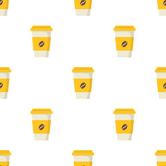 Cup coffee seamless pattern. Food background. Vector illustration.