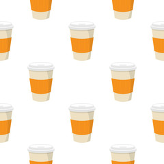 Cup coffee seamless pattern. Food background. Vector illustration.