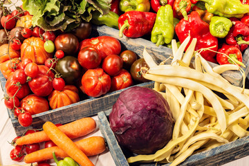 Group of fresh vegetables on table