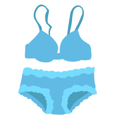 vector, isolated, lingerie, underpants and bra, blue