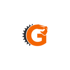 G Letter Logo Design with Excavator Creative Modern Trendy