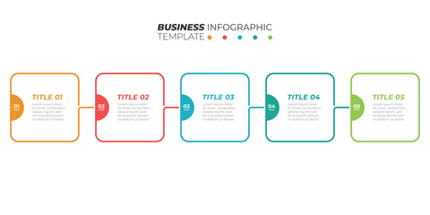 Vector infographic template. Business concept with 5 steps, options, processes and square text box creative design. Vector illustration.