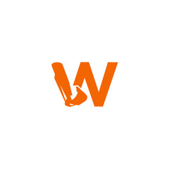 W Letter Logo Design with Excavator Creative Modern Trendy