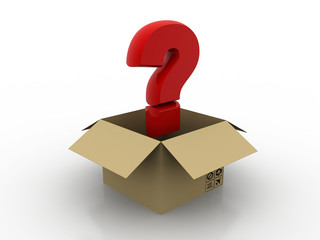 3d rendering question mark in card box