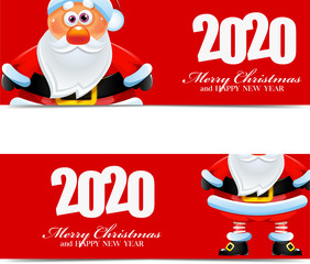 2020 New Year with Santa Clause. Vector Illustration