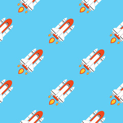 Seamless pattern. Rocket background. Vector illustration.