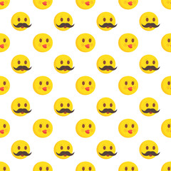 Obraz premium Smiley face seamless pattern. Vector background.