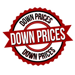 Down prices label or sticker