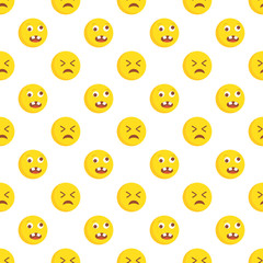 Obraz premium Smiley face seamless pattern. Vector background.