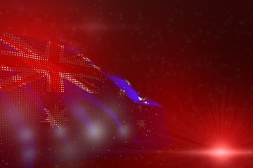 nice any celebration flag 3d illustration. - colorful illustration of Australia flag of dots waving on red - bokeh and space for your text