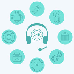 24 hours support vector icon sign symbol