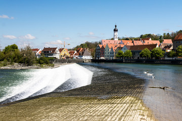 Obraz premium Overflow spillway on a river