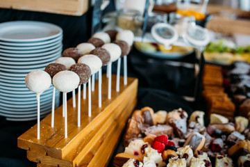 Breakfast Buffet Concept, Breakfast Time in Luxury Hotel, Brunch with Family in Restaurant, Sweets, Cake Pops - Image