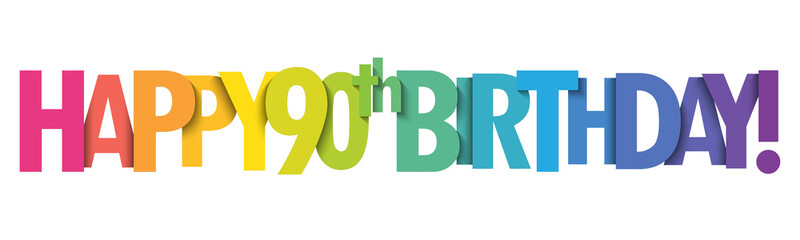 HAPPY 90th BIRTHDAY! rainbow typography banner