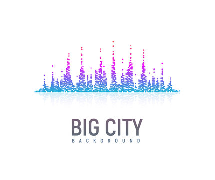 Isolated stylized colorful city landscape like a sound waves. Vector illustration Eps 10