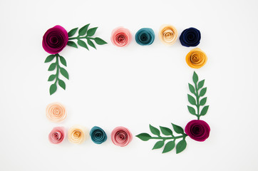 Colourful floral frame made out of paper