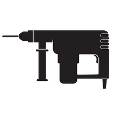 Electric hammer drill. Household electric instrument for boring wood and metal with screwdriver function. Vector illustration