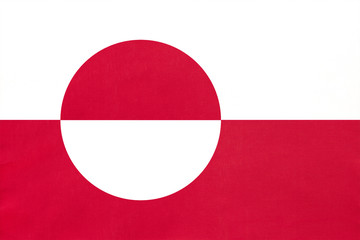 Greenland national fabric flag, textile background. Symbol of international world european country. © nikol85