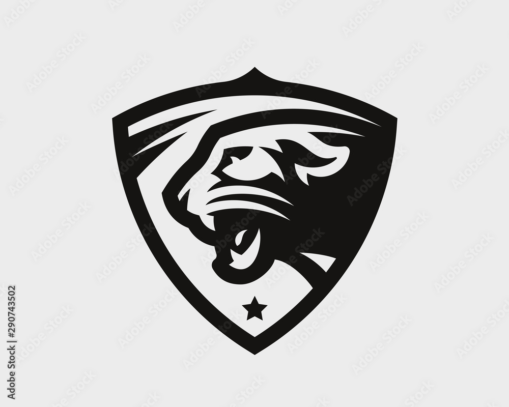 Wall mural panther head logo. cougar emblem design editable for your business. vector illustration.