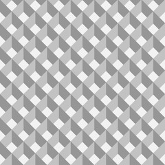 Abstract light gray 3d effect polygon geometry seamless pattern with rhombus tile. 