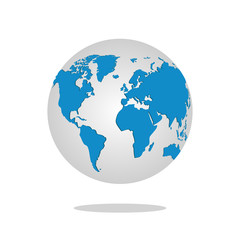 Earth globe isolated on white background. Flat planet icon. Vector illustration.
