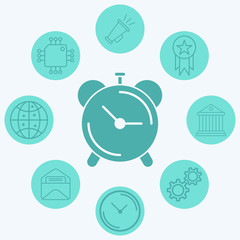 Alarm clock vector icon sign symbol