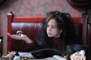Little witch. Christmas, candle.