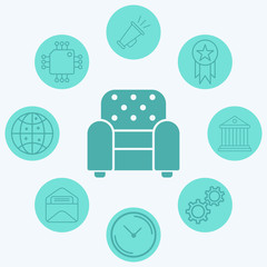 Armchair vector icon sign symbol