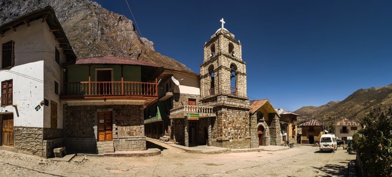  Main square of the city of Huancaya, Lima, Peru