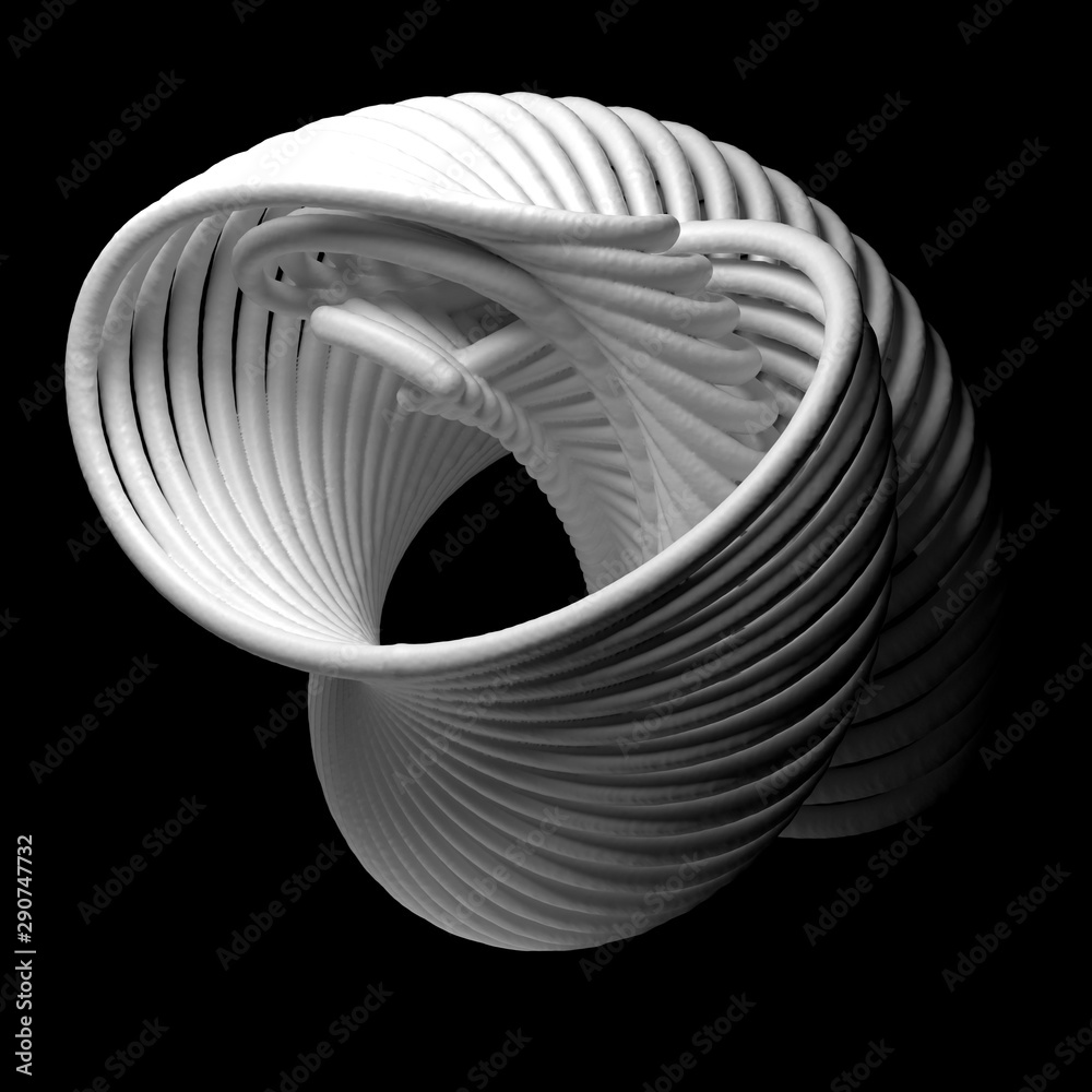Poster 3d render abstract figure. white structure made of repetitive elements.