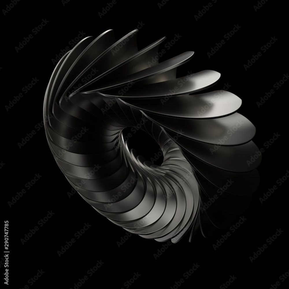 Poster 3d render abstract figure. structure made of repetitive elements with roughness material.