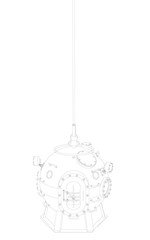 The contour of an underwater capsule. Detailed round underwater capsule. Vector illustration.