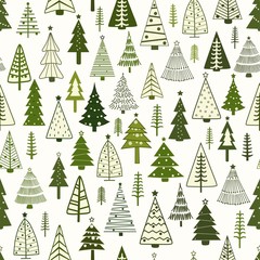 Obraz premium Seamless pattern with stylized Christmas trees