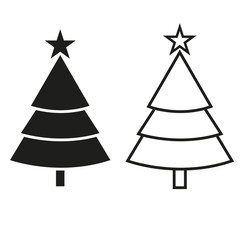 many icons of colored trees, Christmas trees for Christmas and New Year, vector illustration