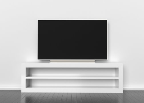 Smart 4k TV Mock-Up In Living Room 3D Render