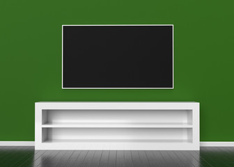 Smart 4k TV Mock-Up In Living Room 3D Render