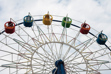 Ferris wheel against the sky. children attractions. Leisure, carousel