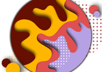 Abstract 3d background with paper cut shapes and dots circles. Design layout for business presentations, flyers, posters and invitations. Colorful art of carving.