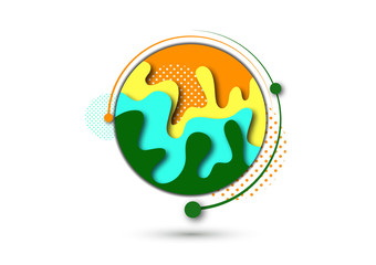 Abstract 3d background with paper cut shapes and dots circles. Design layout for business presentations, flyers, posters and invitations. Colorful art of carving.