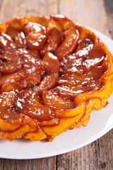 apple pie with caramel, tarte tatin- french gastronomy