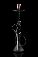 Obraz na płótnie Canvas Modern hookah, made with the latest technology on a beautiful dark background. Isolated vertical image.