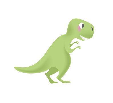 Tyrannosaur rex. Vector green cute dinosaur
