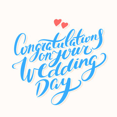 Congratulations on your wedding day. Greeting card.