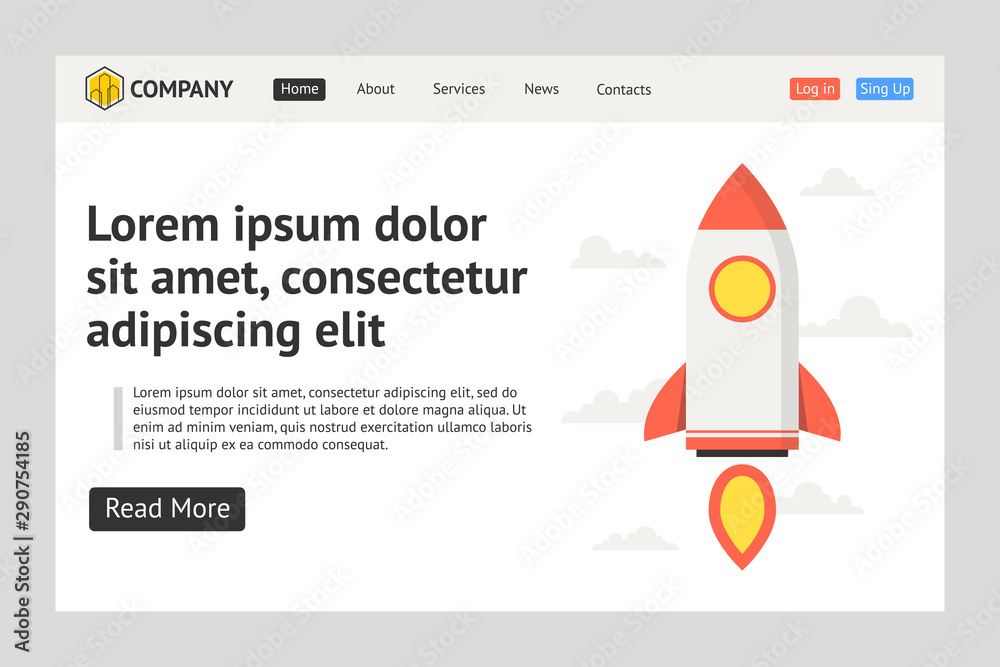 Poster website template design. concept of web page design for website, mobile website and apps.