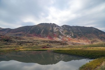Fototapeta premium Mountain forest lake reflection landscape. Savsat/ Artvin 