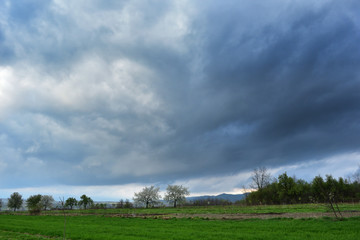 Dramatic storm scene in early Spring