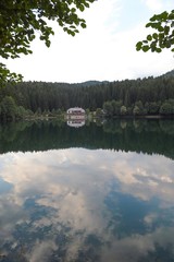 Mountain forest lake reflection landscape. Savsat/ Artvin 